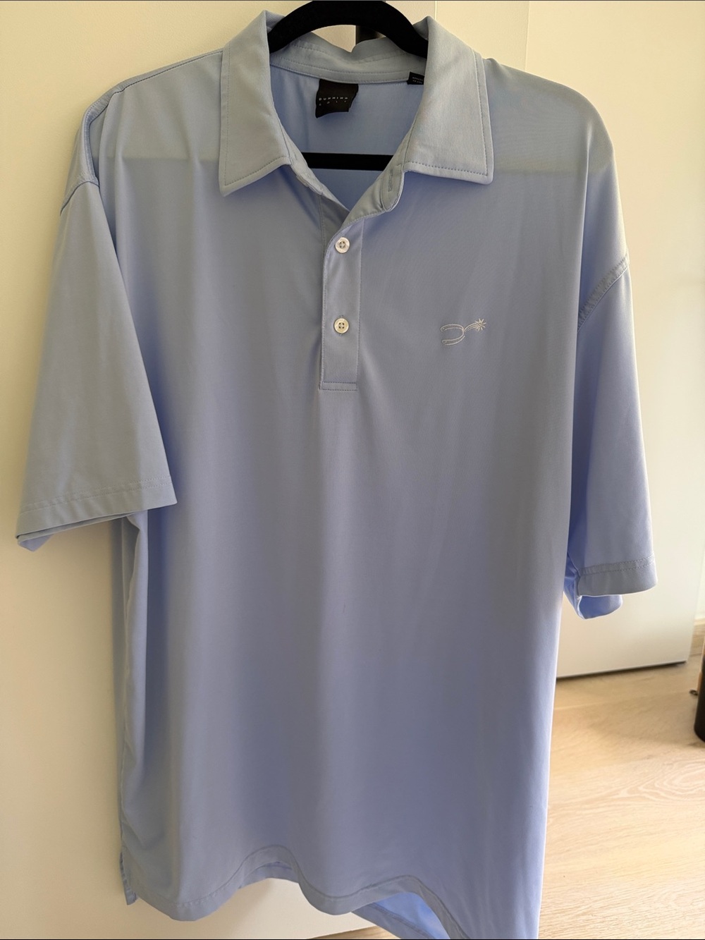 Men's Light Blue Performance Polo Shirt with Subtle Chest Logo